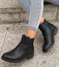 Womens Ladies Ankle Boots Zip Up Warm Fur Lined Casual Winter Ankle Boots Size