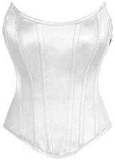 Daisy Corsets Top Drawer White Satin Steel Boned Overbust Corset Side Zipper NWT