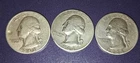 1943. 1944, 1945  Washington Quarters - Silver.  Exact Coins Photographed