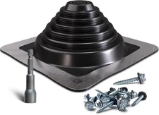 VIVIDA #3 Metal Roof Pipe (Pipe OD 1/4 to 5), Black - Square Base (1 PCS) 