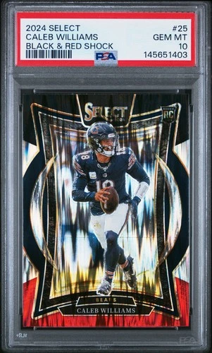 2024 Panini Select #25 Caleb Williams Black & Red Shock PSA 10 Rookie RC