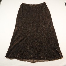Vintage Y2K Lauren Ralph Lauren Velvet Burnout Paisley Maxi Skirt 16 Brown