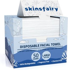 Disposable Face Towels, Ultra Soft Biodegradable Dry Wipes, 50 Count 10x10''