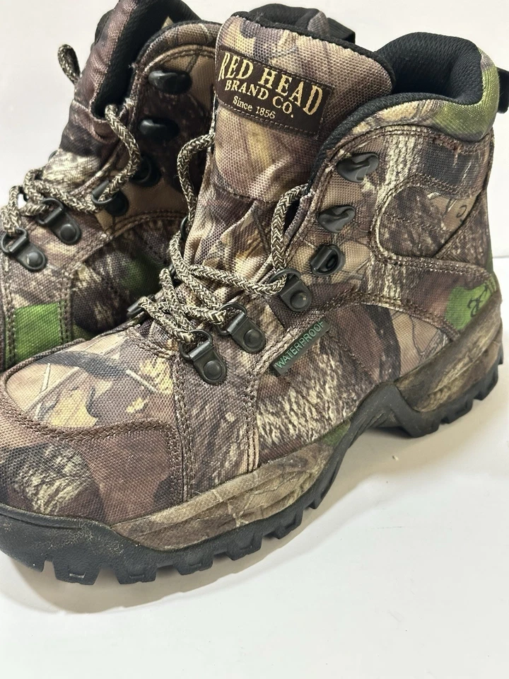 Botas Camufladas Red Head Talla 5y Botas Impermeables Madera Verdadera Excelente Foto 2 de 4