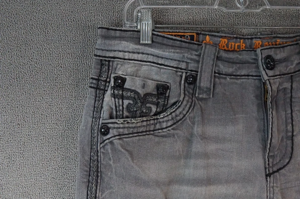 Pantalones de mezclilla Rock Revival para hombre 32x34 gris Phoenix rectos desgastados diseñador Foto 4 de 4