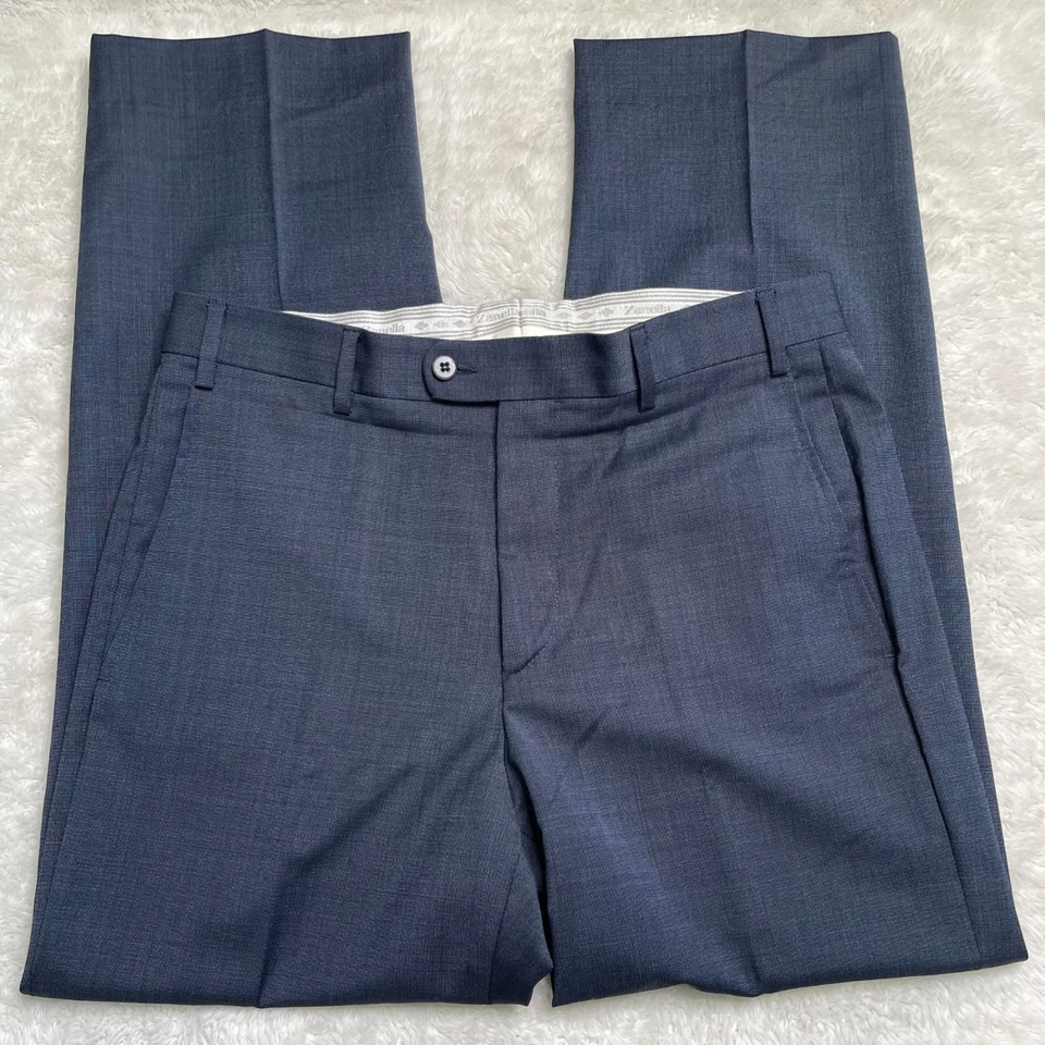 Zanella Men's Dark Blue High Rise Trouser 100% Wool Pants Size 32x29'' - Image 2 of 4