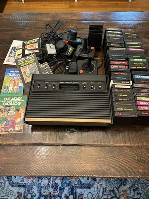 TESTED Atari 2600 Woodgrain Console + 40+ Games Mario Bros Donkey Kong Pitfall J