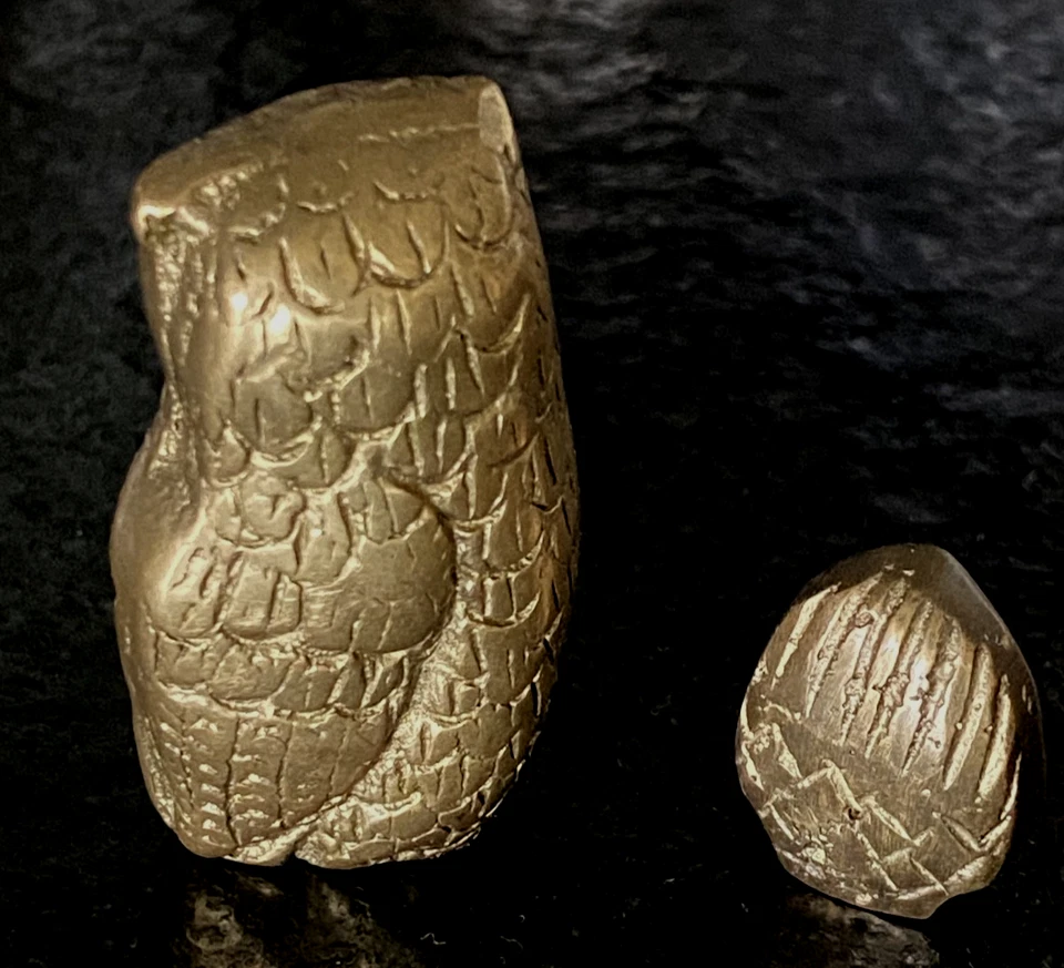 Hibou Chouette Bronze Laiton Miniatures Objets de vitrine Collection  TBE - Photo 2/3