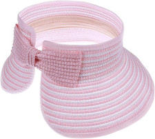 Kids Summer Roll Up Sun Visor Hat Wide Brim Straw Teens Beach Hat Cap Sun Hats