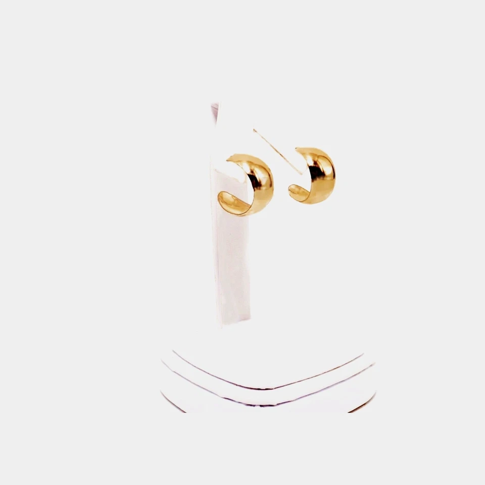 Pequeños pendientes de aro Huggie media pulgada de altura genuinos 14K 1/20 rellenos de oro Foto 4 de 4