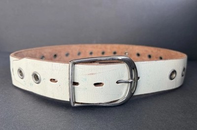 HTC Hollywood Trading Co Vintage Cream Leather Belt Studs Diamond