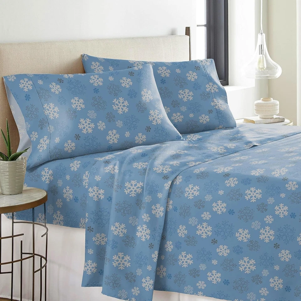 Snow Flakes Cal King Flannel Sheet Set - Image 4 of 4