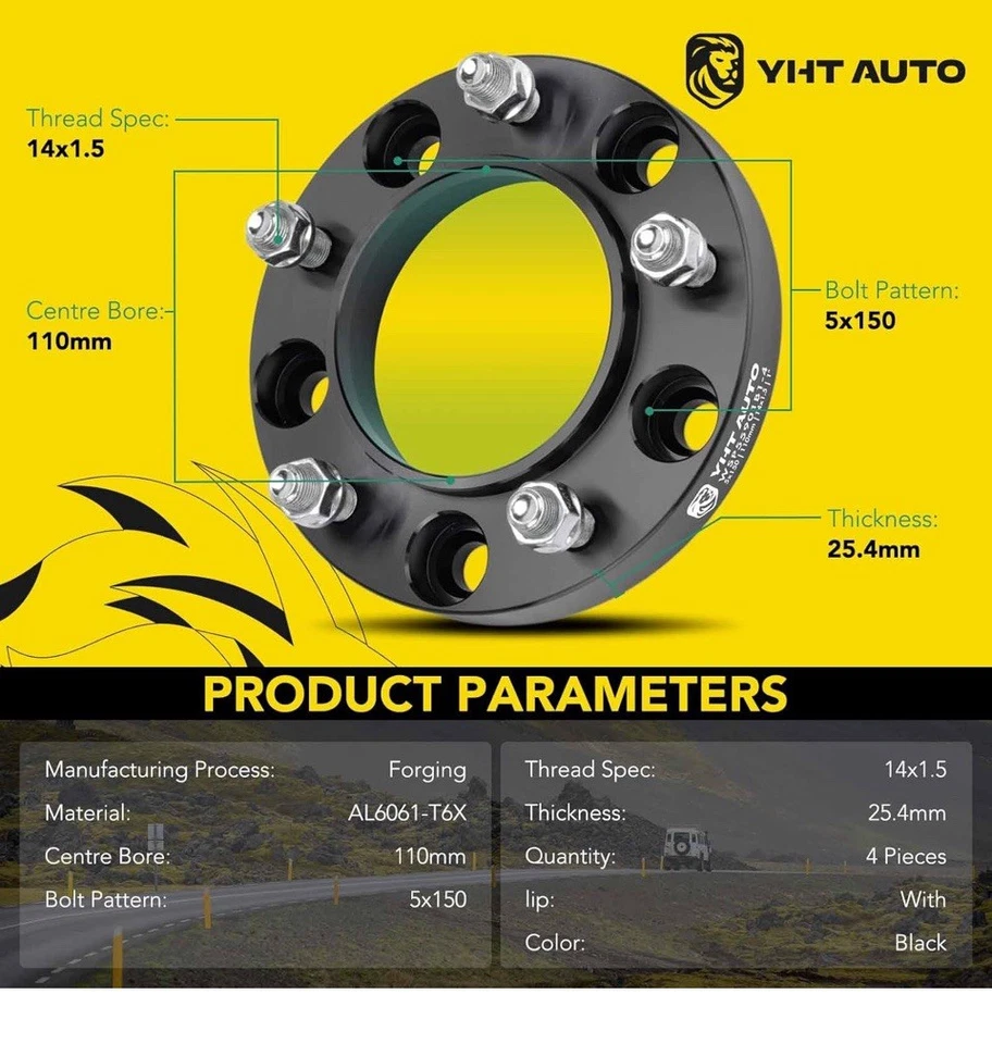 4 центричных распорки ступицы 1 дюйм 5x150 для Toyota Tundra Sequoia Land Cruiser - Изображение 3 из 4