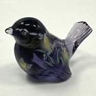 Fenton Hand Painted Bird Figurine Cobalt Blue Glass Signed J. Huck God's Light