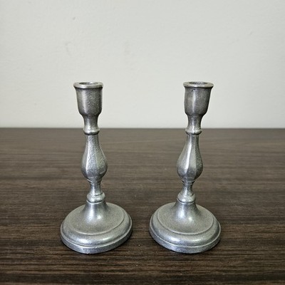 Pewter Mini Lot 2 Candlesticks 4'' tall Wilton Armetale Columbia Rustic Party