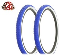2 ALTA BICYCLE WIRE BEAAD CRUISER TIRE 26 x 2.125 BLUE/WHITE MINI BRICK TREAD.