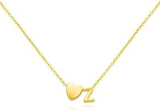 Personalized 18k Gold Plated Heart Initial Necklace Letter A for Women