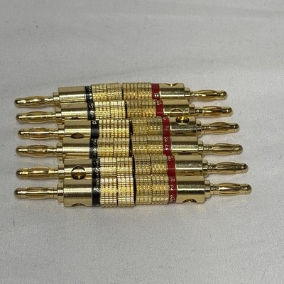 Phoenix Gold Banana Plugs - Lot of 12 (6 Pairs) - Vintage Audiophile Gold-Plated