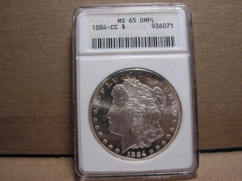 1884 - CC Morgan Silver Dollar. ANACS MS65 DMPL, Free Shipping