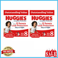 2PK Huggies Complete Protection Baby Diapers, Size 8, 46 lbs, 15 Ct, Leak Lock