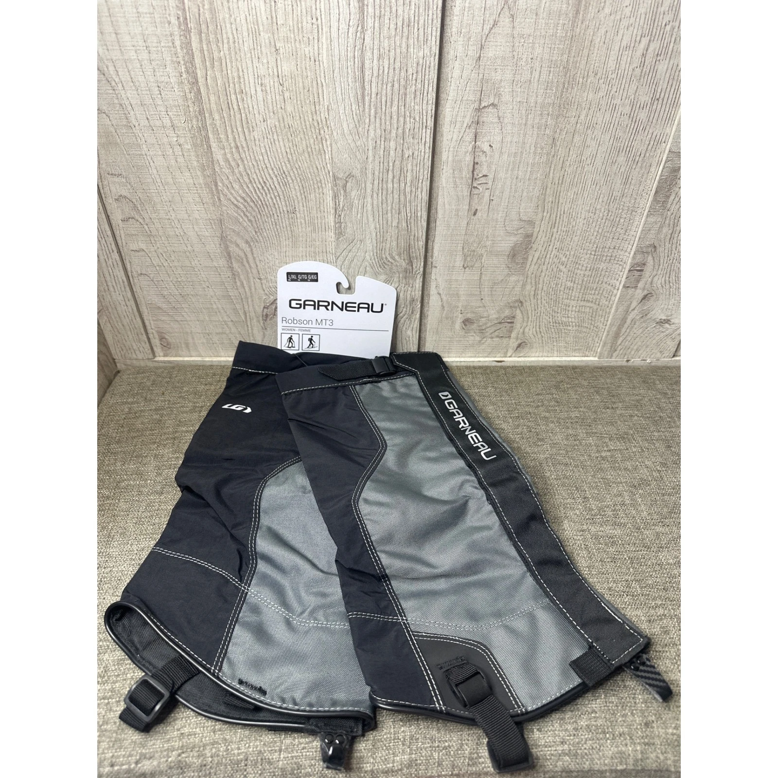 Garneau Robson MT3 Women Gaiters Black Grey Cycling Hiking L/XL Water Repellent