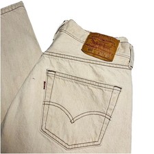 Vintage Y2K Levi's Denim 501 Off White Cream 90s 32x 32 Made in USA 0696