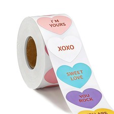 800 Pcs Heart Stickers Roll, Valentine s Day Conversation Sticker Love Decals,