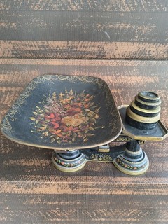 Vintage Scales With Weights Hand painted In The 1960s Bargeware Or Folk art