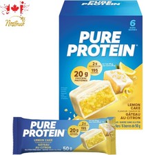 Pure Protein Bars Lemon Cake 6 Pack Low Sugar Gluten Free Canadian Protein Snack
