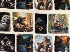 LEGENDARY LONER GONE SQUATCHIN BY 3 WISHES BIGFOOT USA LORE FABRIC HALF YARD