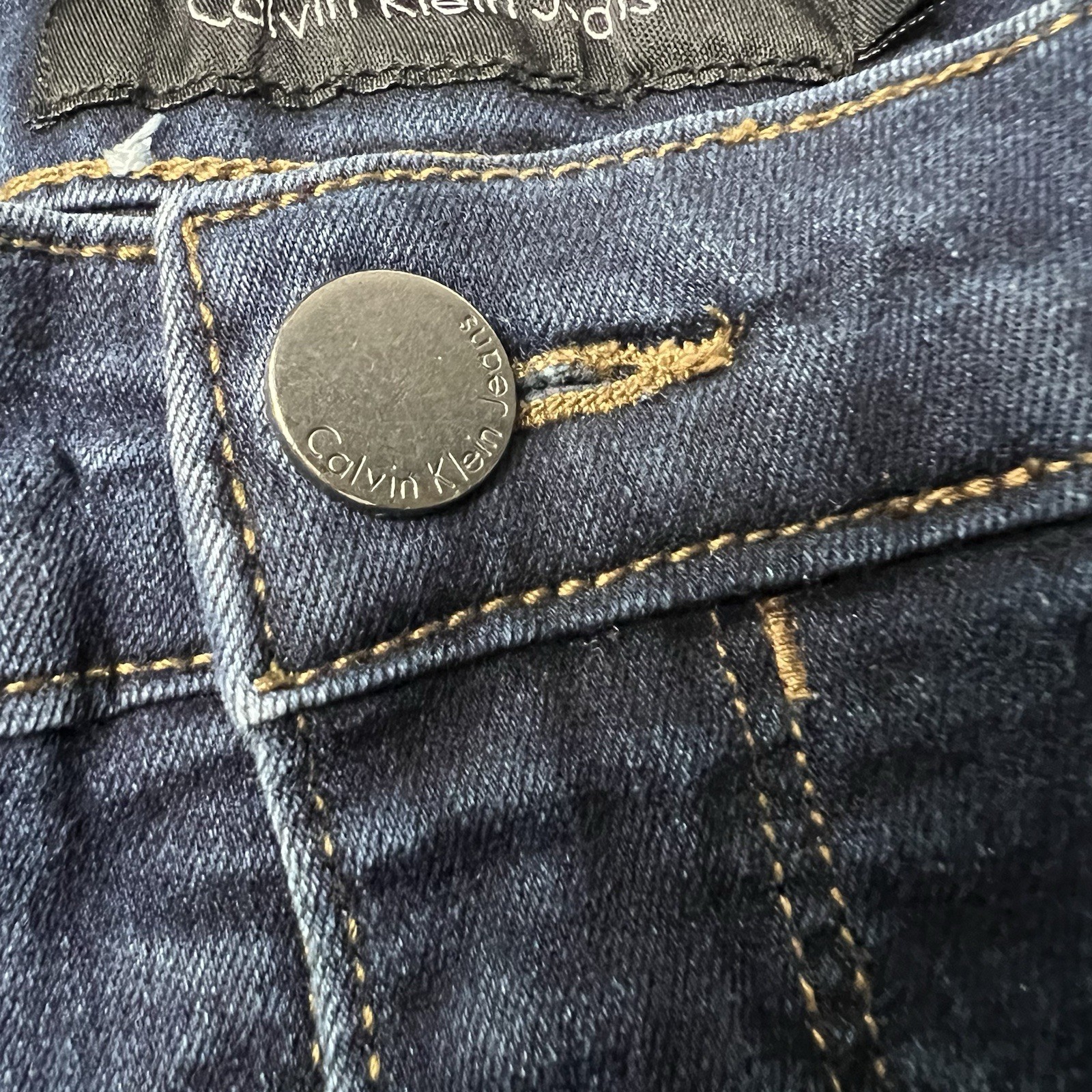 CALVIN KLEIN Jeans Women’s 14 Blue Denim Straight Leg Dark Wash Pants 14x32 thumbnail 3