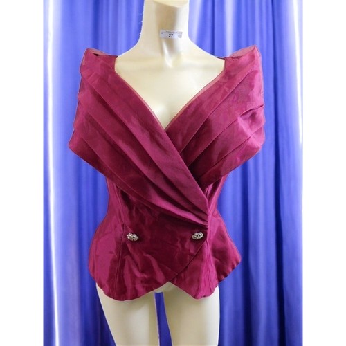 24/27 Vintage Watters Burgundy Dress Vest with Rhinestone Buttons - Size 10