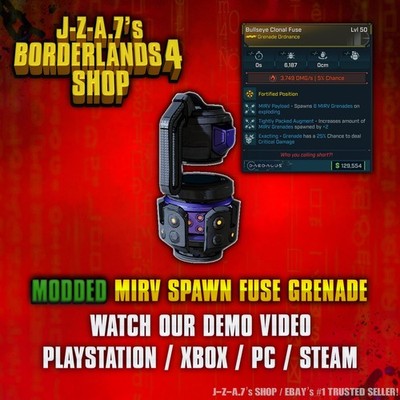 Borderlands 4  MODDED UNLIMITED MIRV SPAWN GRENADE  PC-PS-XBOX 