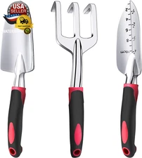 Garden Tool Set, 3 Pieces Aluminum Heavy Gardening Kit Including Hand Shovel, Tr