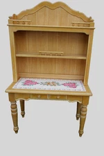 63329   2 Piece Tile Top Desk Cabinet with Bookcase Top