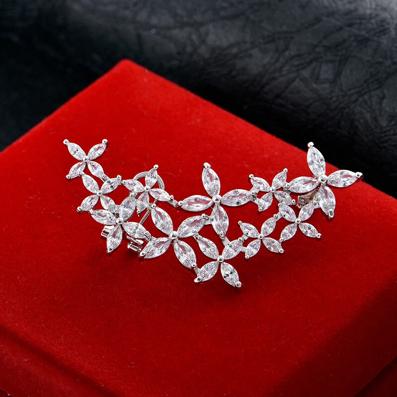 Preciosos aretes brazalete estrella piedra marquesa diamante simulado relleno platino 18k Foto 3 de 4