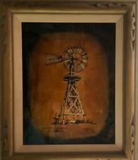 Original Jack White Echruseos Gold Leaf Art “Wind Mill” 1970