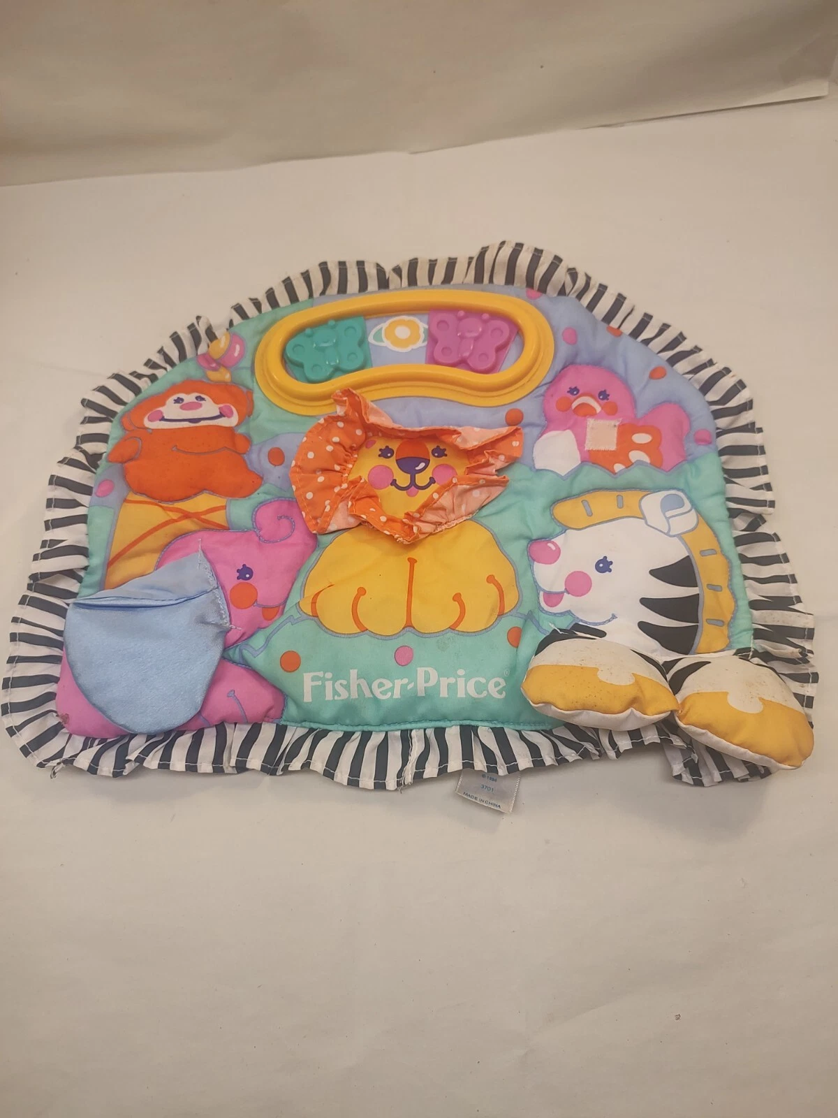 Vintage 1994 Fisher Price Baby Crib Activity Play Mat w/Hoop & Hoop Straps