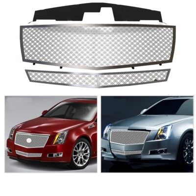 Fits 2008-2013 Cadillac CTS Stainless Chrome Dual Mesh Grille Combo Grill Insert