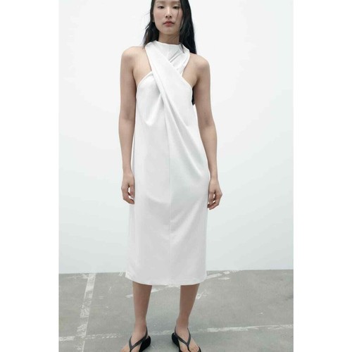NEW zara womens white knotted Mini dress size small