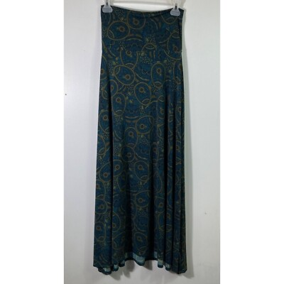 #ad Womens Lularoe Green Gold Simply Comfortable Pattern Maxi Skirt XXS $12.45
