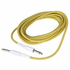 5M/16FT Yellow  Brown Cloth Braided Tweed Guitar Cable Cord