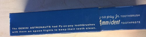 Vintage Amm I Dent Toothpaste, Box,Toothbrush Py Co Pay, Astronauts, Gemini - Picture 3 of 5