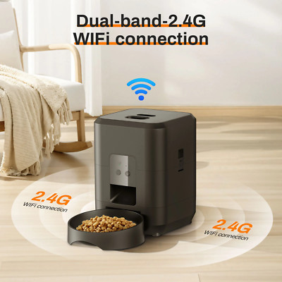 4L WiFi Pet Feeder Auto Cat Dog Food Dispenser Timer White Black