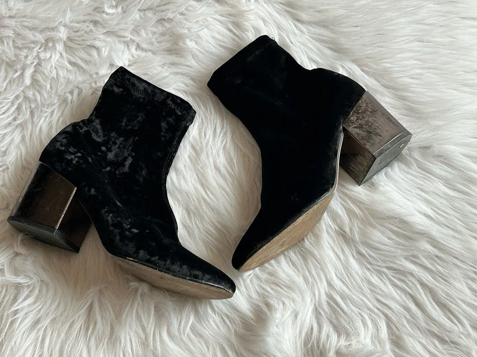 Gabriella Mujer Talla EU 38 Negro Gamuza Calcetín Botas Botines Hecho en Italia Foto 2 de 4