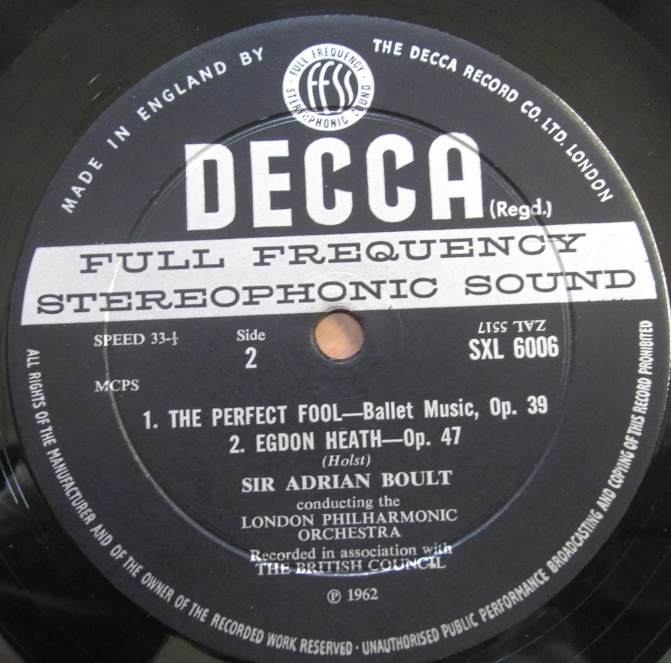 SXL 6006 ED1 Holst The Hymn Of Jesus Perfect Fool Boult  Decca WBg 1st NM Foto 3 de 4
