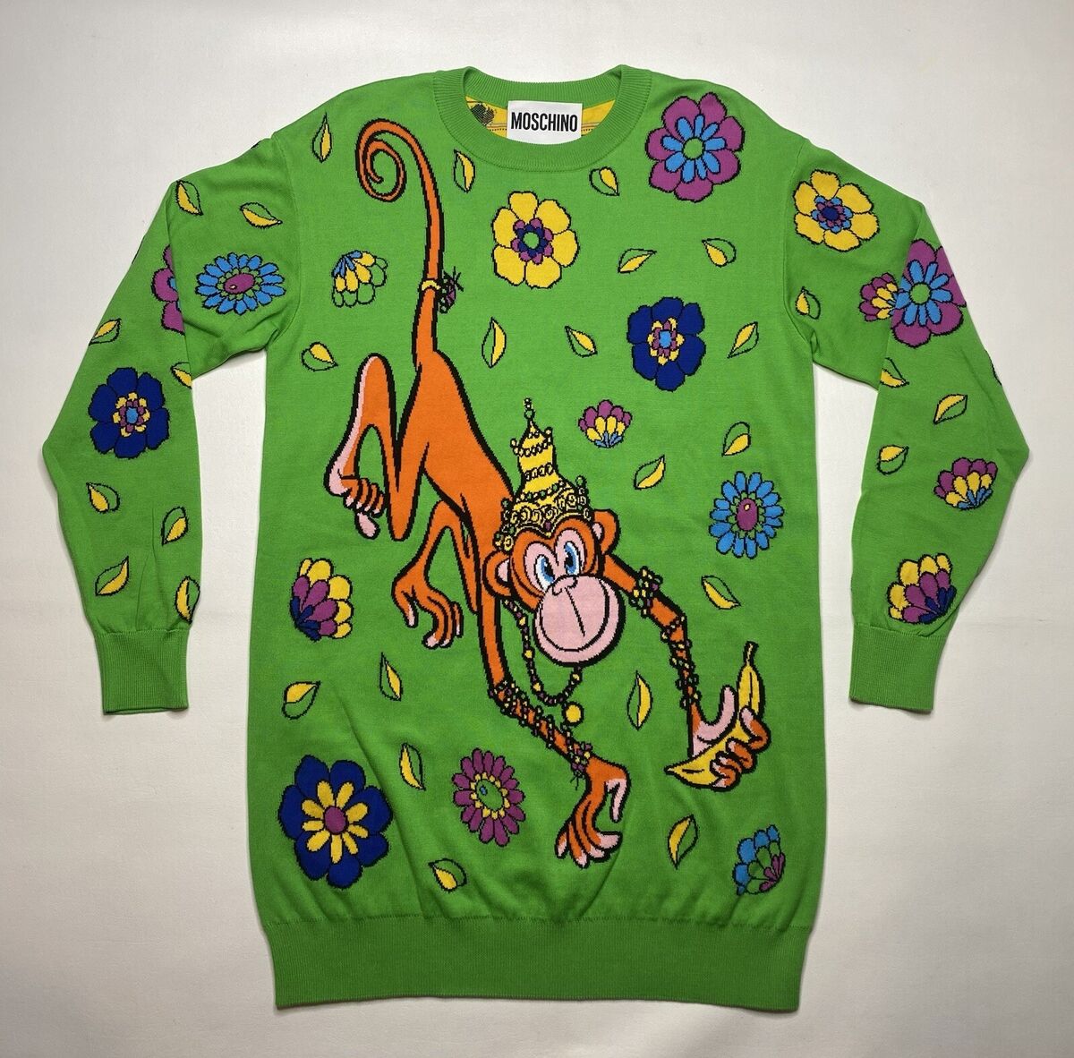 Moschino Couture Monkey Floral Sweater Dress XS No Flaws Moschino Couture Monkey Floral Sweater Dress XS No Flaws