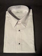 NEW WHITE FELINI TUXEDO DRESS SHIRT BLACK BUTTONS PROM WEDDING BALL L 34-35