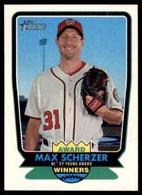 2018 TOPPS HERITAGE AWARD WINNERS MAX SCHERZER WASHINGTON NATIONALS #AW-2 INSERT