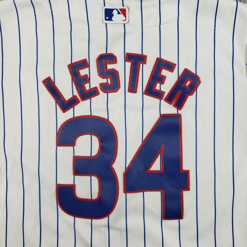 Chicago Cubs Jon Lester #34 Jersey Youth M (10/12) White Pinstripe Majestic - Picture 11 of 11